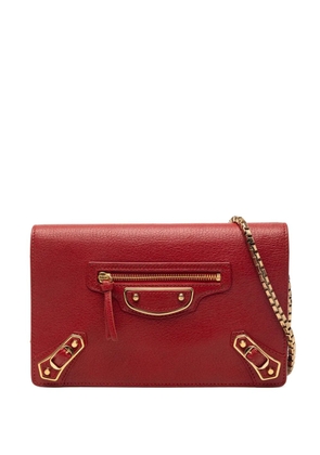 Balenciaga Pre-Owned 2017 Chevre Motocross Metallic Edge Wallet on Chain crossbody bag - Red