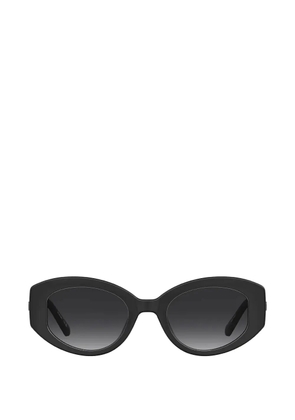 Love Moschino logo-plaque geometric-frame sunglasses - Black