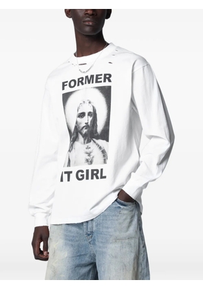 DAGGER distressed graphic-print T-shirt - White