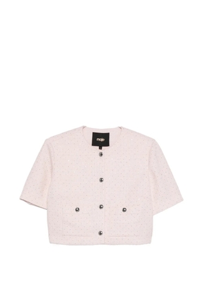 Maje sequin-embellished cropped jacket - Pink