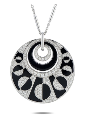 Bvlgari Pre-Owned Intarsio 18k white gold diamond and onyx pendant necklace - Silver