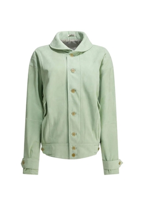Auralee spread collar button-up suede jacket - Green