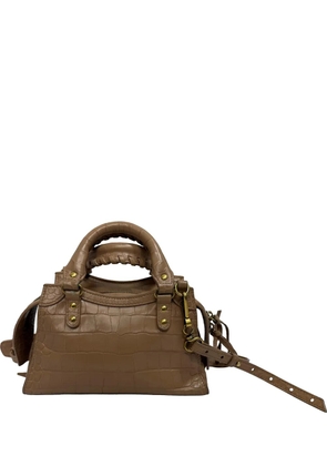 Balenciaga Pre-Owned Neo Classic City croc-effect handbag - Neutrals