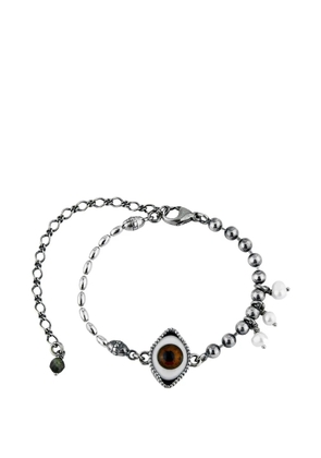 Gem Kingdom eye-charm pearl-embellished bracelet - Silver