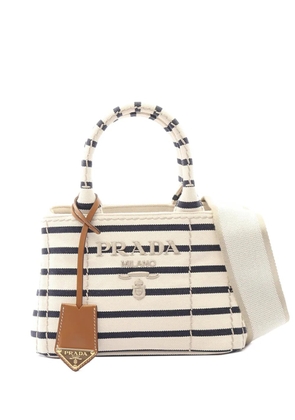 Prada Pre-Owned 2013-2026 Mini Canvas Jardiniere satchel - White