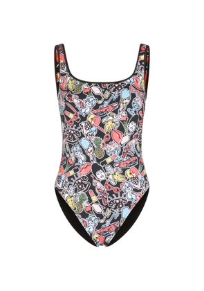 Fiorucci graphic-print swimsuit - Black