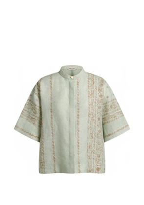 Alberta Ferretti floral-print short-sleeve blouse - Green