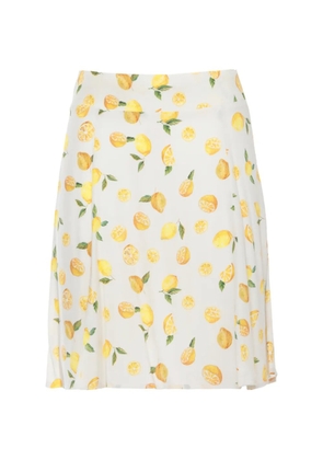 MAR DE MARGARITAS Kate lemon-print shirred skirt - White