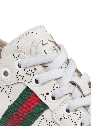 Gucci GG-perforated striped sneakers - White