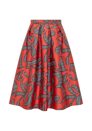 alessandro enriquez graphic-print pleated midi skirt - Red