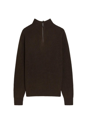 Tod's ribbed-knit quarter-zip sweater - Brown