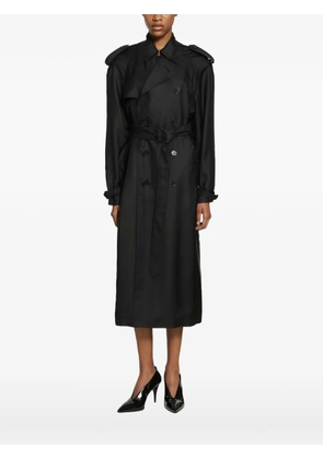 Saint Laurent double-breasted silk trench coat - Black