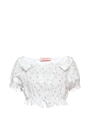 SULTRY VIRGIN printed puff-sleeve blouse - White