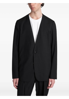 Attachment collarless single-breasted jacket - Black