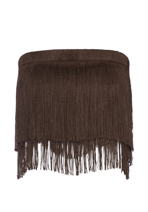 Bless Dara fringe-detail cotton top - Brown