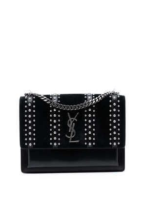 Saint Laurent Pre-Owned 2013 Medium Studded Suede and Calfskin Monogram Sunset crossbody bag - Black