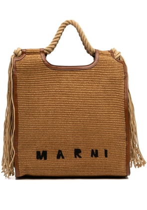 Marni Pre-Owned 2020-2025 Large Raffia Fringe Marcel North South tote bag - Brown