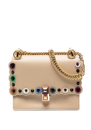 Fendi Pre-Owned 2010-2026 Mini Scalloped Leather and Studded Floral Kan I crossbody bag - Neutrals