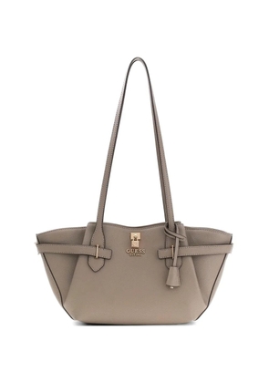 GUESS USA Yesba padlock-detail logo-plaque shoulder bag - Brown