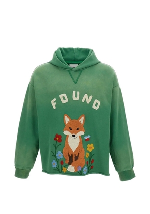 FOUND chenille-embroidered raw-cut hoodie - Green