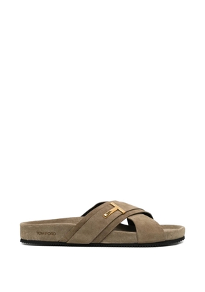 TOM FORD T logo crossover sandals - Neutrals