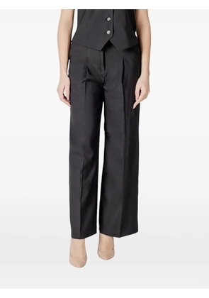 ICHI pleated wide-leg trousers - Black