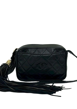 CHANEL Pre-Owned 1989-1991 Small CC Quilted Lambskin Tassel Camera Bag crossbody bag - Black