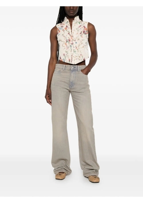 Alexander McQueen floral-print ruffled jacket - Neutrals