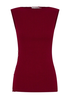 Anna Quan button ribbed top - Red