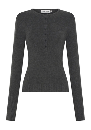 Anna Quan button ribbed top - Grey