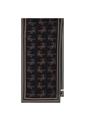 Paul Smith fish-print striped-border scarf - Black