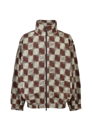 BREATH block-check pile jacket - Brown