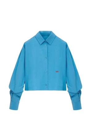 LOEWE cropped Anagram-embroidered shirt - Blue