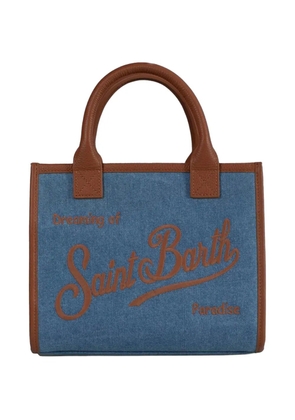 MC2 Saint Barth logo-embroidered leather-trim shoulder bag - Blue