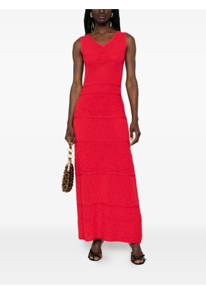 Blugirl crochet-knit V-neck maxi dress - Red