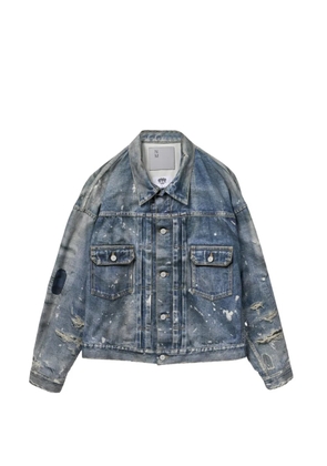 Junya Watanabe MAN paint-splash denim jacket - Blue