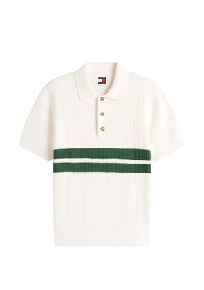 Tommy Jeans Tommy Badge stripe-detail rib-knitted polo shirt - White