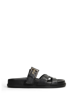 Arezzo buckle-fastening leather flat sandals - Black