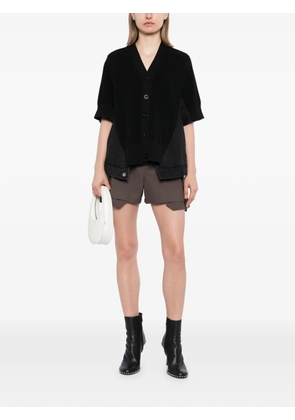 sacai hybrid denim-panel shorts - Brown