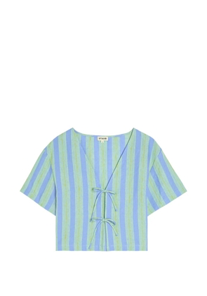 STAUD Ava striped tie-fastening top - Blue