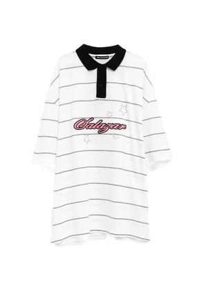 PEPA SALAZAR logo-patch striped polo shirt - White