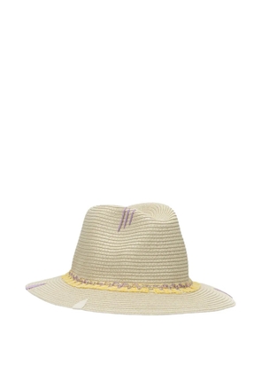 THE HAT GANG embroidered raffia hat - Neutrals