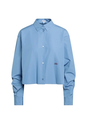 LOEWE Anagram-embroidered cropped shirt - Blue