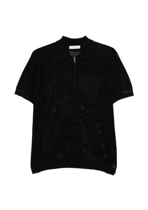 Daniele Fiesoli perforated-knit zip-fastening polo shirt - Black