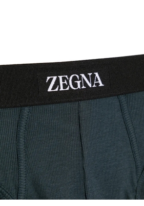 Zegna logo-waistband ribbed briefs - Green