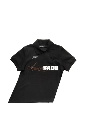 Spencer Badu asymmetric logo-print polo shirt - Black