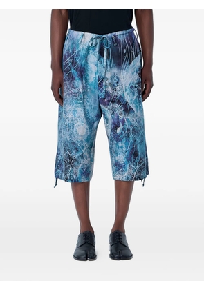 Yohji Yamamoto drawstring-waist wide-leg shorts - Blue