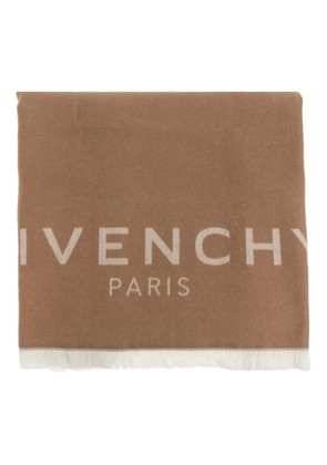 Givenchy logo fringed scarf - Brown