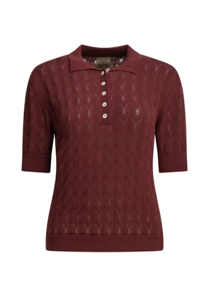 RAKKI California pointelle-knit polo top - Red