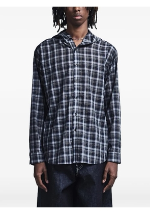 Saul Nash check-print hooded shirt - Black